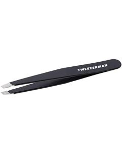 Tweezerman Stainless Steel Slant Tweezer - Eyebrow Tweezers for Women and Men (Black)