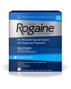 Men's Rogaine Extra Strength 5% Minoxidil Topical Solution for Hair Loss and Hair Regrowth, Topical Treatment for Thinning Hair, 3-Month Supply