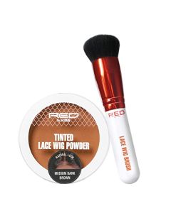 RED by Kiss Lace Wig Brush and Lace Wig Tinted Powder Set (Medium Dark Brown Set)