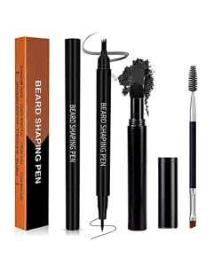 SUMEITANG Beard Pen Filler for Men, with 4 Tip Beard Filling Pen, Beard Dye and Brush for Man Creates Natural Looking Beard, Moustache and Eyebrows, Waterproof and Longlasting Beard Pencil Kit-Black