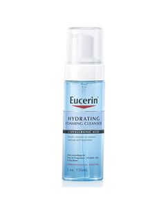Eucerin Hydrating Foaming Daily Facial Cleanser with Hyaluronic Acid, 5 Fl Oz,Blue