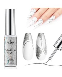 Aubss Gel Liner Nail Art Silver Glitter Gel Nail Design Polish 1Pcs 8ml Diamond Painted Gel Nail Polish for Nail Art Soak Off Manicure Gel Paint Liner Build in Thin Brush for Home Salon DIY Nail Decoration