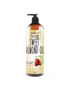 Molivera Organics Sweet Almond Oil 16 fl oz. 100% Pure and Natural, Cold Pressed Moisturizer for Skin and Hair
