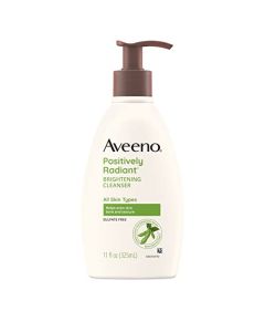Aveeno Positively Radiant Brightening Facial Cleanser for Sensitive Skin, Targets Dull Skin, Moisture Rich Soy Extract, Non-Comedogenic, Oil- & Soap-Free, Hypoallergenic, 11 Fl. Oz