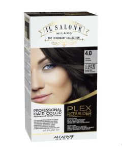 Il Salone Milano Plex Rebuilder Permanent Hair Color Cream - 4.0 Brown Hair Dye Kit - Professional Salon - Premium Quality - Protects and Restructures - Paraffin, Paraben, Ethyl Alcohol Free