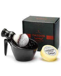 Anbbas Shaving Brush Set,Vegan Favor Nylon Bristles Brush with Food-Grade Melamine POP Mug for Lathering and 3.5oz Shaving Soap Refill for Men Wet Shave,Women Girls Hair Removal