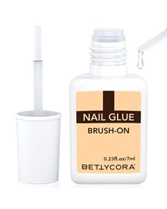 Nail Glue for Press on Nails, BettyCora Strong Nail Glue for Acrylic Nails Glue on Nails Gel Nail Glue Fake Nails Brush On Nail Glue Nail Repair Glue 7ML 1Pcs