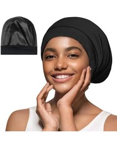 iCooBreeze Satin Hair Bonnet for Sleeping, Silky Satin Lined Sleep Cap for Women and Men, Night Hair Wrap for Curly Hair