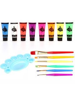 UV Glow Blacklight Neon Face Body Paint, MEICOLY 8 Tubes Blacklight Reactive Paints,Water Based, Washable, Non-Toxic Neon Party Supplies for Halloween,01