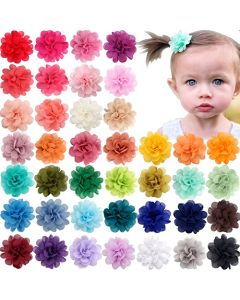 40 Colors Chiffon Flower Hair Bows for Girls,Fully Lined Hair Barrettes Hair Accessories for Girls,Mini 2.5 inches Flower Hair Clips for Toddlers Infants Kids Children Teens
