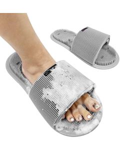 Shower Foot Scrubber, Soft Silicone Bristles with Non-Slip Suction Cups for Dead Skin Remover in Shower - Cleans,Exfoliates & Massages Your Feet,Improve Circulation & Soothes Tired Feet (1PCS Gray)