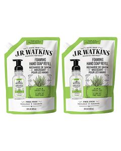 J.R. Watkins Foaming Hand Soap Refill Pouch, Scented Foam Handsoap for Bathroom or Kitchen, USA Made and Cruelty Free, 28 fl oz, Aloe & Green Tea, 2 Pack