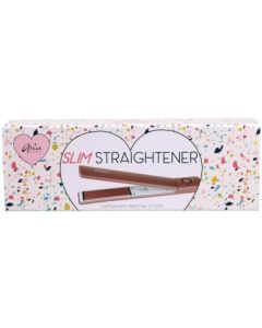 Aria Beauty 1" Slim Straightener Anti-Static Flat Iron with Floating Ceramic Plates, Hair Straightener, Heats up to 410F, Dual Voltage, Pink, Rose Gold