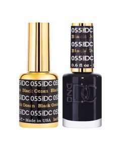 DND DC Gel Polish Set - 1 each of Black Gel Polish and Black Nail Polish, 055 Black Ocean, 0.5 Fl Oz