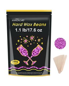 Wax Beads for Hair Removal, ANREACHO 17.5oz Big Bag Waxing Beads At Home Hard Wax Beads Beans for hair removal Kit Brazilian Bikini Face Eyebrow Back Chest Legs waxing with 10pcs Spatulas
