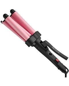 Revlon 3 Barrel Jumbo Hair Waver | Long-Lasting, Natural Looking Waves, (Pink)