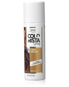 L'Oreal Paris Colorista 1-Day Washable Temporary Hair Color Spray, Gold, 2 Ounces