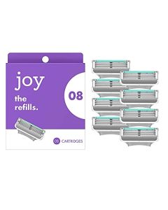 joy Womens Razor Blade Refills, 8 Count, Purple, Lubrastrip to Help Avoid Skin Irritation