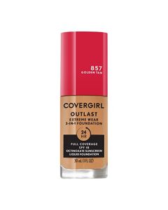 Covergirl Outlast Extreme Wear 3-in-1 Full Coverage Liquid Foundation, SPF 18 Sunscreen, Golden Tan, 1 Fl. Oz.