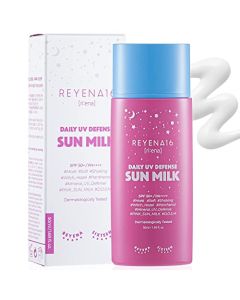 REYENA16 Daily UV Defense Sun Milk SPF50+/PA++++ - Lightweight Sunscreen Protector for Face with Panthenol & Calamine - Hydrating & Nourishing Sunscreen Lotion - Mineral-Based Zinc Oxide Formula, 16.9 fl.oz.