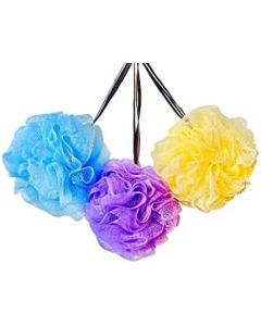 Pack of 3 Loofah Bath Sponges Shower Sponge Balls Exfoliating Body Loofah Scrubber Pouf | Frank & Maverick Nylon Mesh Bath Loofahs
