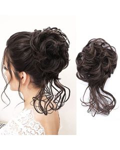 ZERAL Messy Bun Hair Piece Tousled Updo Hair Extensions With Elastic Hair Bands curly Hair Bun Scrunchle for Women(Dark Brown#)