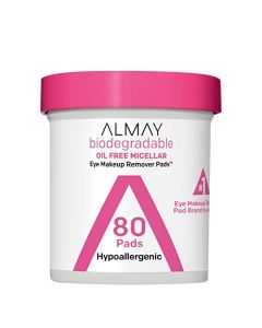 Makeup Remover Pads by Almay, Biodegradable Oil Free Micellar, Hypoallergenic, Cruelty Free, Fragrance Free Cleansing Wipes, 80 Pads (Pack of 1)