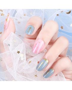 ookizom Press on Nails Medium, 24 Pcs Multi-color Fake Nails for Nail Art Manicure Decoration, Coffin False Nails with Glue Acrylic Nails for Women and Girls (Colorful Glitter)
