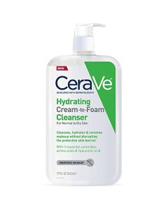 CeraVe Hydrating Cream-to-Foam Cleanser | Hydrating Makeup Remover and Face Wash With Hyaluronic Acid | Fragrance Free Non-Comedogenic | 19 Fluid Ounce