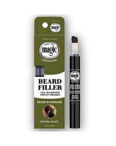 SoftSheen-Carson Magic Grooming Beard Filler Pencil Brush for Men, Waterproof, Fill in Patchy Beard & Cover Greys, Natural Black Shade, Black, 0.05 Fl Oz