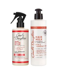 Carol’s Daughter Hair Milk Refresher Spray and 4 in 1 Combing Creme Hair Detangler Gift Set for Natural Curly Hair Providing All Day Definition & Frizz Control – made with Agave Nectar and Olive Oil