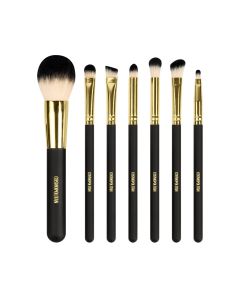 Cosmopolitan Makeup Brushes Set, Make Up Brush Kit, Eye Makeup, Foundation & Contouring, Set of 7, Home, travel or Professional Use, Make-Up brushes for face, Silky Soft Bristles - Black & Gold