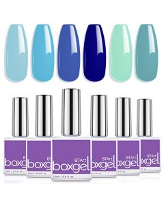 BTArtbox Blue Gel Nail Polish Set - Summer Gel Nail Polish 2023 6 Colors 12ML Green Blue Gel Polish Set Navy Jean Blue Soak off Gel Nail Polish Kit 15