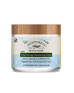 Humphreys Clarifying Witch Hazel Cleansing Pads, Fragrance Free, Clear