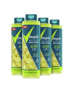 Degree Men Body Wash and Soak for Post-Workout Recovery Skincare Routine Extreme Blast + Epsom Salt + Electrolytes Bath and Body Product 22 oz 4 Count