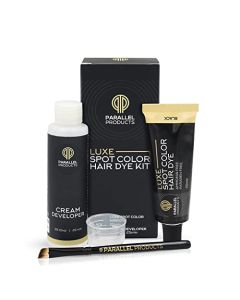 Parallel Products - Luxe Color (Black) - Cream Hair Dye - 25mL - Tint for Professional Spot Coloring - With Cream Developer, Mixing Dish and Application Brush - Covers Grey Hair - Root Touch Up