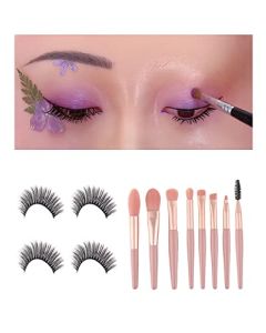 WATERMOON Makeup Practice Face Board - 3D Makeup Mannequin Face Silicone Face to Practice Makeup Eyeshadow Mannequin Makeup Artist Must Haves with 8 Makeup Brushes and 2 Pairs Natural 3D False Lashes(Yellow)