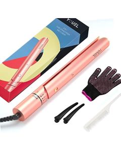 2 in 1 Hair Straightener, 4.1" Length Hair Straightener and Curler 2 in 1, Straightening Iron with Negative Ion & Infrared for Repairing Hair, Flat Iron Curling Iron in One with 5 Temp Level