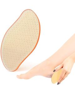 BEZOX Glass Foot File Callus Remover, Crystal Heel File for Wet and Dry Feet, Portable Hand Sized Pedicure Tool - Orange