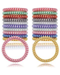 DeD 20Pcs Spiral Hair Ties,No Crease Ponytail Holders, Coil Hair Ties,Slim Laser Colors Spiral Bracelets,Phone Cord Fluorescent Elastic Hair Coils Hair Accessories for Women Girls