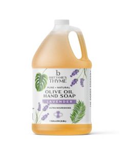Brittanie's Thyme Organic Olive Oil Castile Liquid Soap Refill, 1 Gallon Lavender | Made with Natural Luxurious Oils, Vegan & Gluten Free Non-GMO, For Face, Body, Dishes, Pets & Laundry