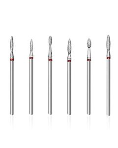 SQULIGT 6Pcs Nail Drill Bits Flame Shaped Head, 3/32'' Cuticle Clean Nail Bit for Electric Nail File Machine, Suitable for Acrylic Manicure Pedicure Cuticle Gel Polishing, Nail Salon Supply