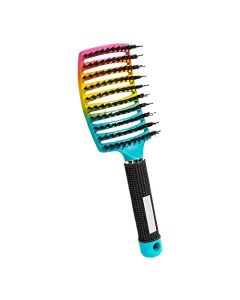 Nethins Boar Bristle Detangler Hair Brush Curved Hollow out Smooth Scalp Stimulation Hair Brush for Women Men Kids
