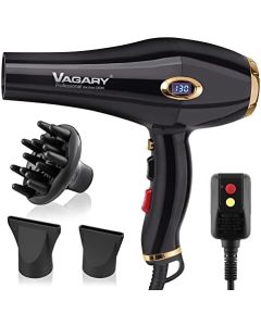 VAGARY 6685G Professional Salon Hair Dryer 2200w with Icd Display,Negative Ionic Blow Dryer,Powerful AC Motor Blow Dryer,Low Noise Hair Dryers,2 Speeds and 2 Heat Settings 1 Cold Button