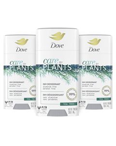 Dove Care by Plants Deodorant Stick for long-lasting deodorant protection Tea Tree aluminum free deodorant, 2.6 Oz, Pack of 3