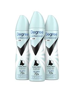 Degree Ultra Clear Antiperspirant Deodorant Dry Spray Anti White Marks and Yellow Stains Black+White Deodorant for Women 3.8 Ounce (Pack of 3)