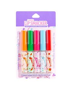 Lip Smacker Holiday Original & Best Flavored Lip Gloss Party Pack, Tropical Punch, Watermelon, Cotton Candy, Spun Sugar, Strawberry
