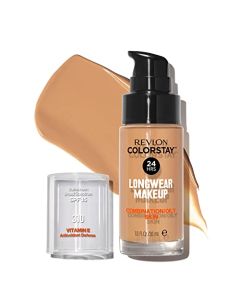 Liquid Foundation by Revlon, ColorStay Face Makeup for Combination & Oily Skin, SPF 15, Longwear Medium-Full Coverage with Matte Finish, Warm Golden (310), 1.0 Oz