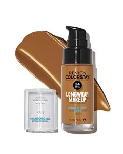 Liquid Foundation by Revlon, ColorStay Face Makeup for Normal & Dry Skin, SPF 20, Longwear Medium-Full Coverage with Natural Finish, Oil Free, 600 Cinnamon, 1 Fl Oz