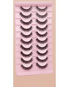 Tinure Updated 6D Eyelashes with Eyeliner Kit and False Eyelashes Cat Eye Wispies Look 8D Short Wispy Fluffy Faux Mink Lashes (FA08)